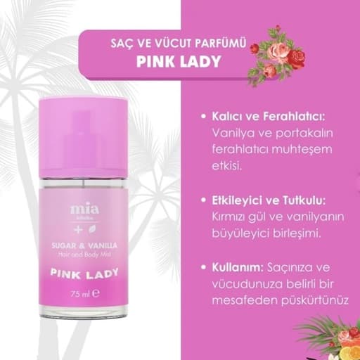 [8684438670220] عطر  للشعر والجسم الوردي برائحة الفانيليا والسكر من ميا  كلينيكا  - 75 مل